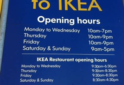 Opening hours will vary as necessary for promotional periods. . Ikea opening hours